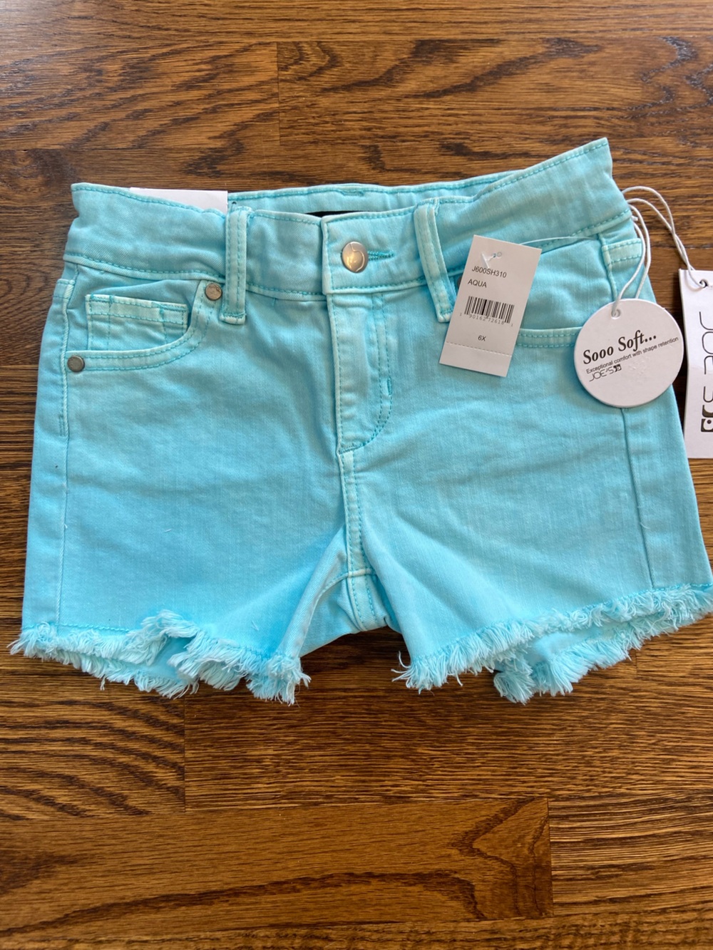 Joe’s Jeans Girl’s Aqua Shorts with Frayed Hem- Size 6X- NWTL